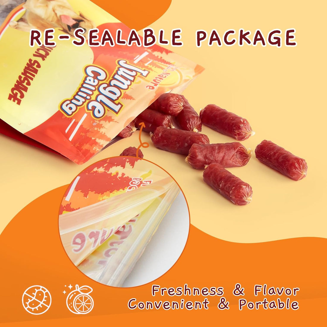 Jungle Calling Soft Duck Sausage Dog Treats