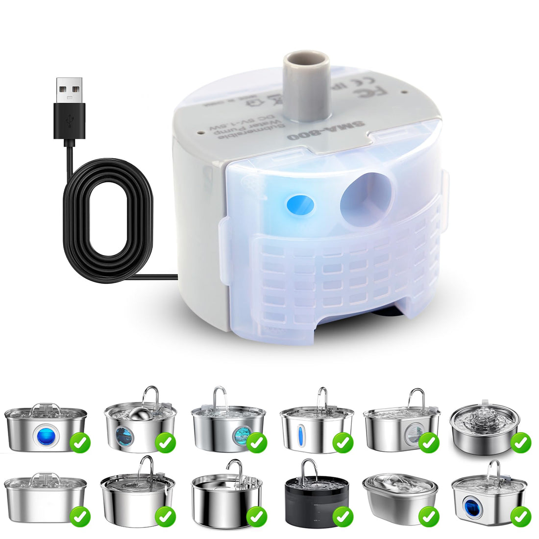 Cat Water Fountain Pump, Pet Water Fountain Replacement Pump SMA-800