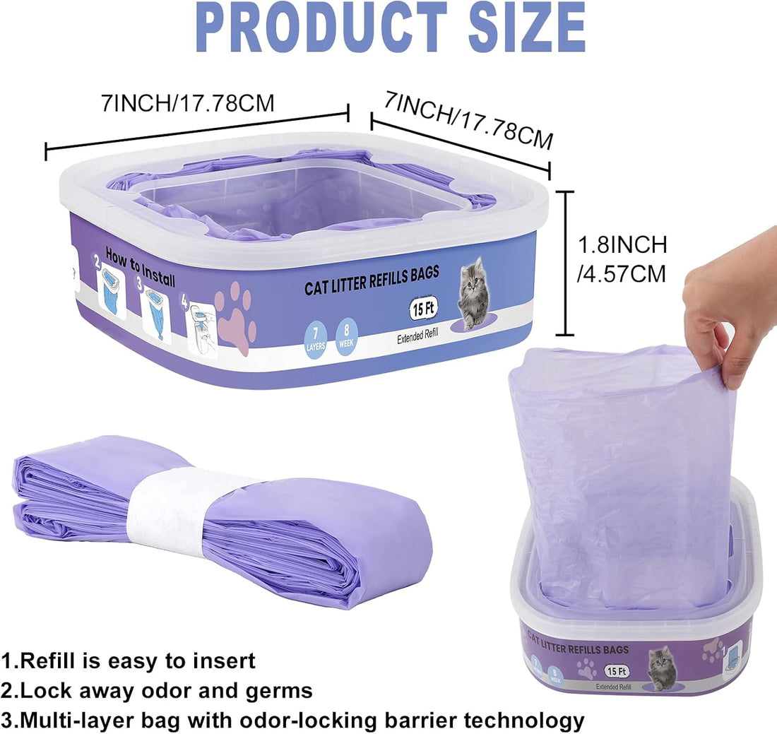12 Pack Cat Litter Refills, Compatible with Genie Bag Refills