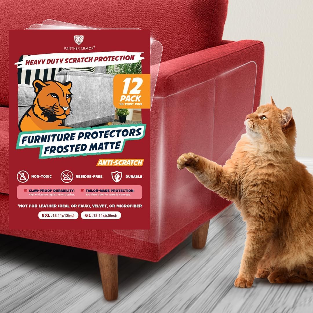 Panther Armor Cat Furniture Protector, 12 Clear Sheets with Twist Pins