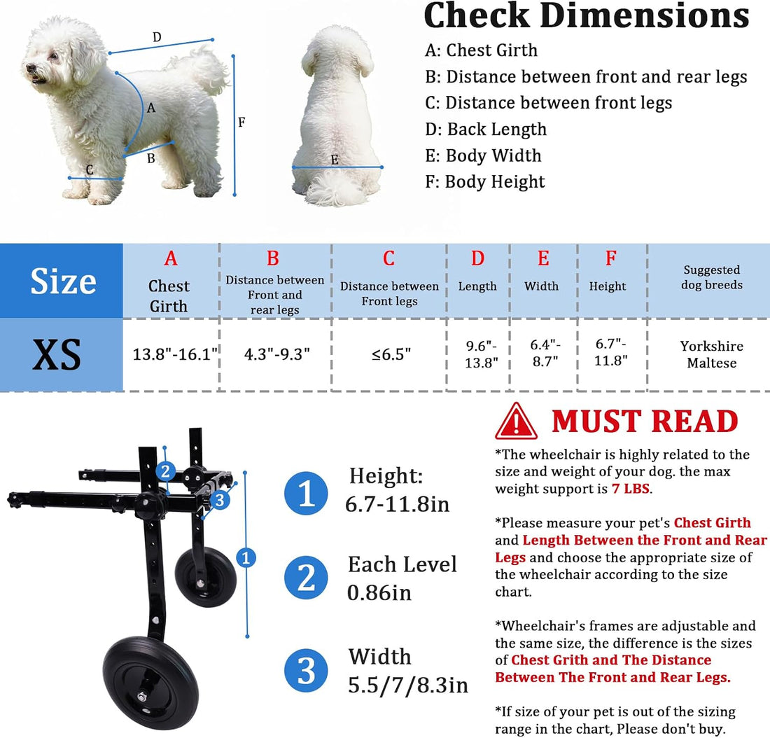Dog Wheelchair for Back Legs - Adjustable Small Dog Wheelchair