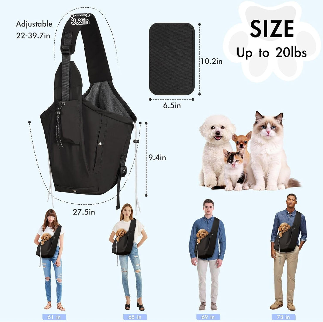Dog Carrier Sling, Puppy Carrier Sling 20 lbs