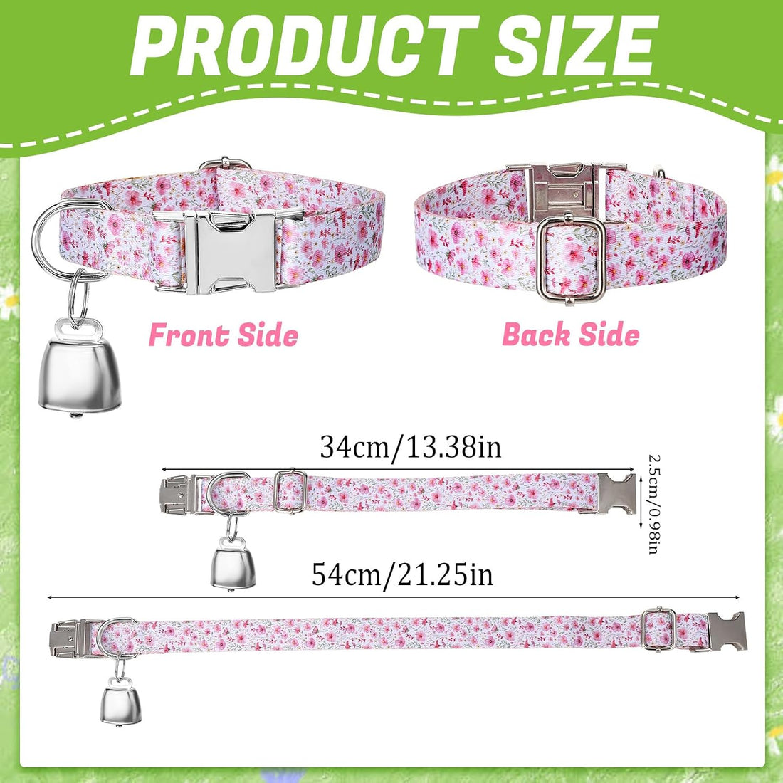 3 Pack Floral Goat Collars with Bells Adjustable Sheep Collar