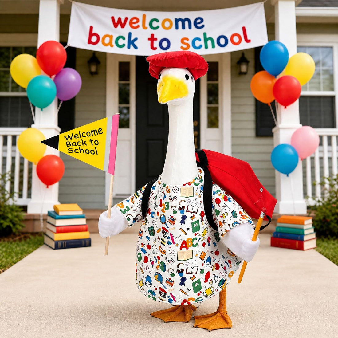 Porch Goose Outfits Clothes Fits 23" Cement Goose for Outdoor Lawn