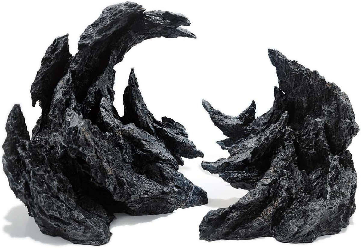 Allcolor Aquarium Rock Decor, 3-Piece Elf Island for 5-10 Gallon Tanks