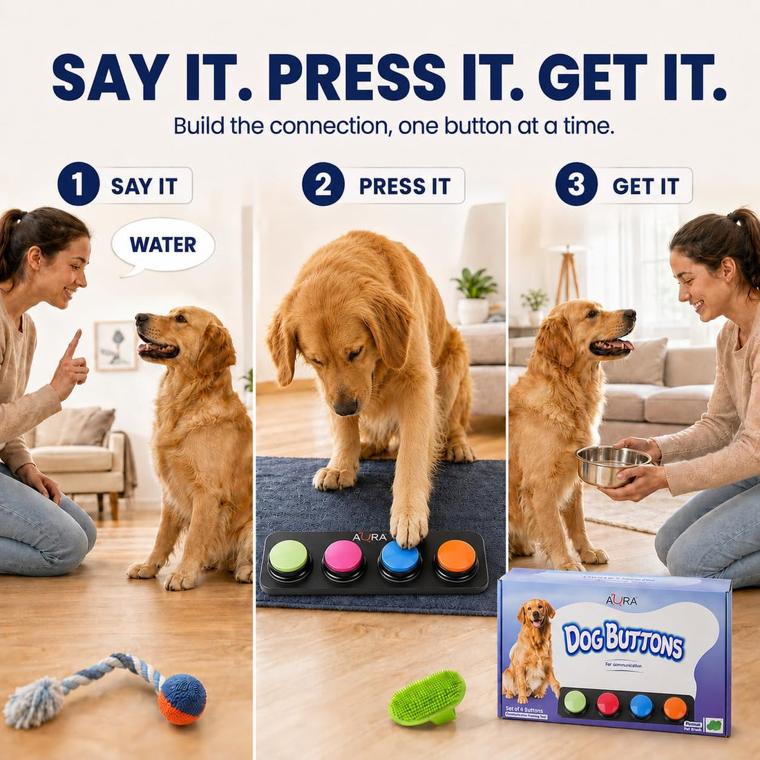A-URA Dog Buttons for Communication, Recordable Dog Talking Buttons