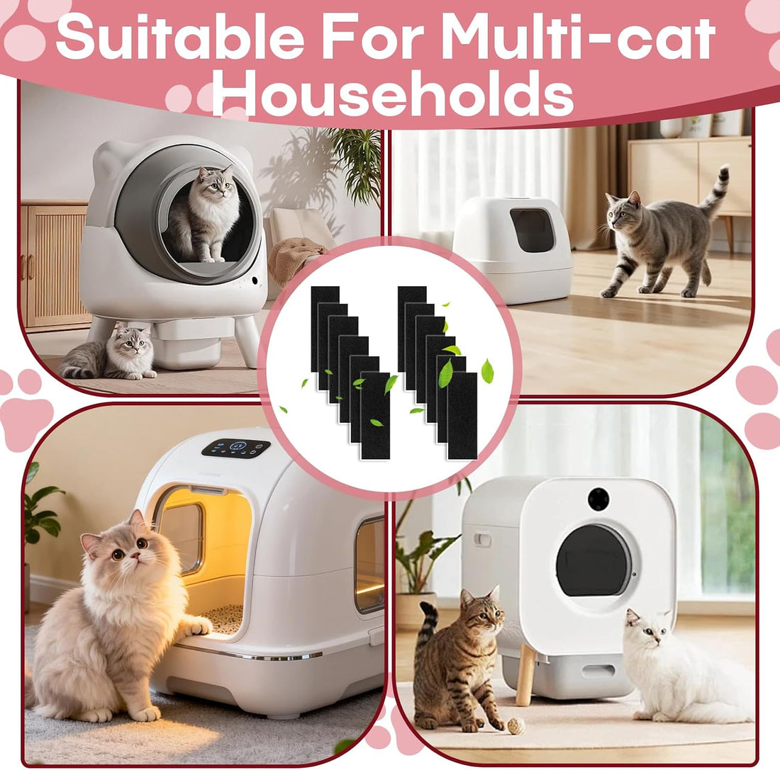 12-Pcs 10 x 3.6 x 0.25 in Activated Carbon Litter Box Filter