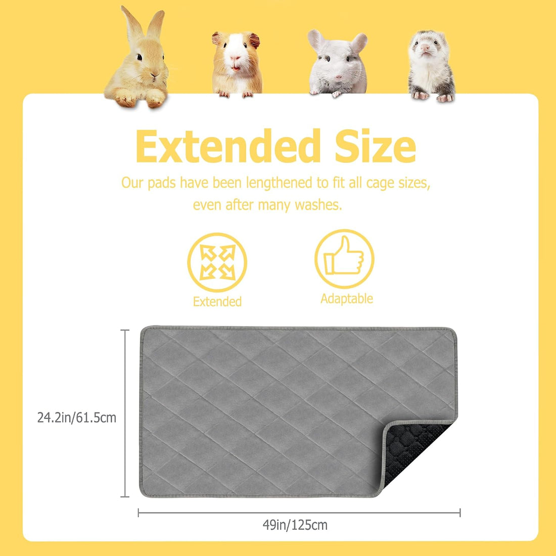 Guinea Pig Fleece Bedding, 49"x24" Cage Liner 2 Pack for Midwest Cage