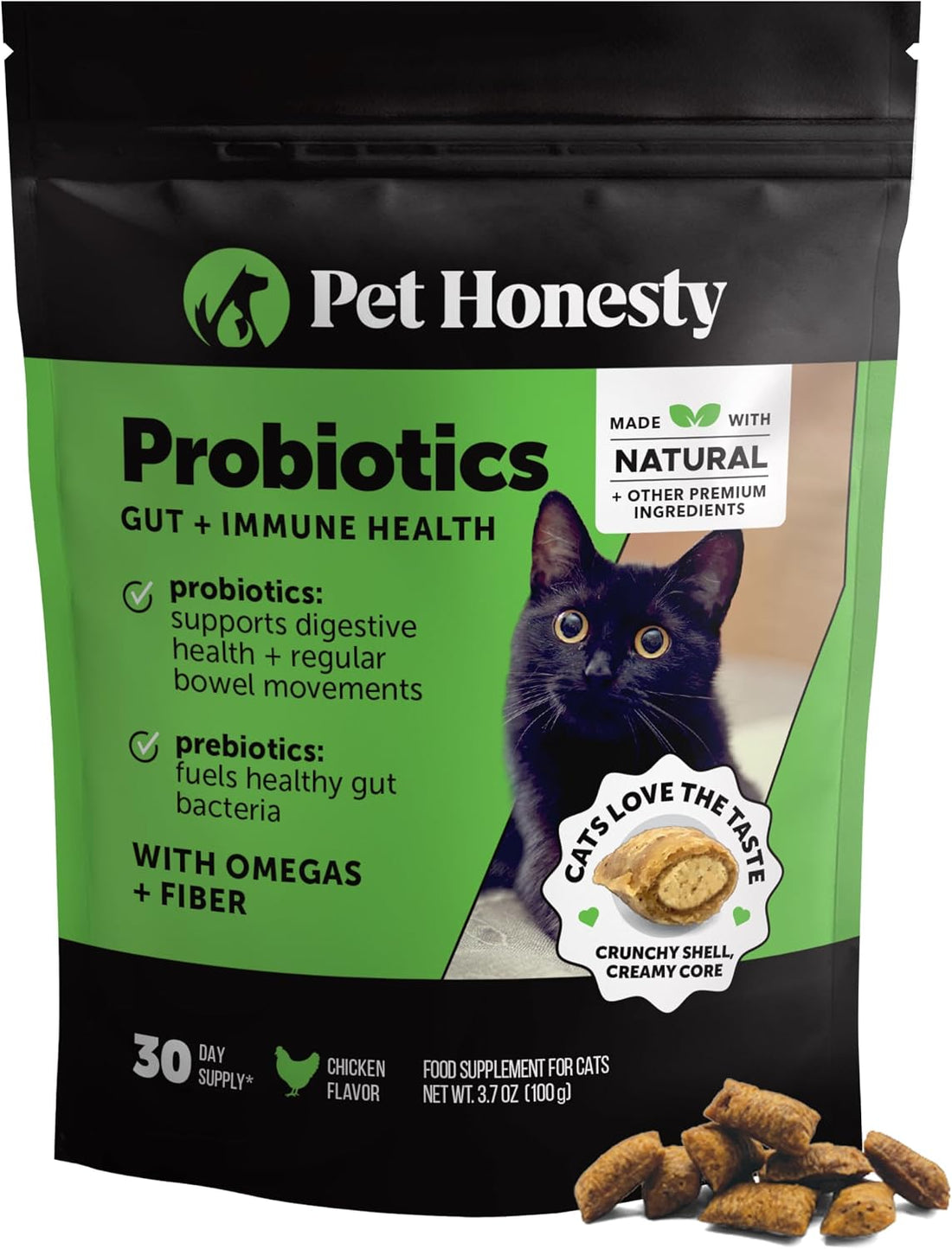 Pet Honesty Vet Backed Cat Probiotic Chews, Chicken, 30-Day Supply