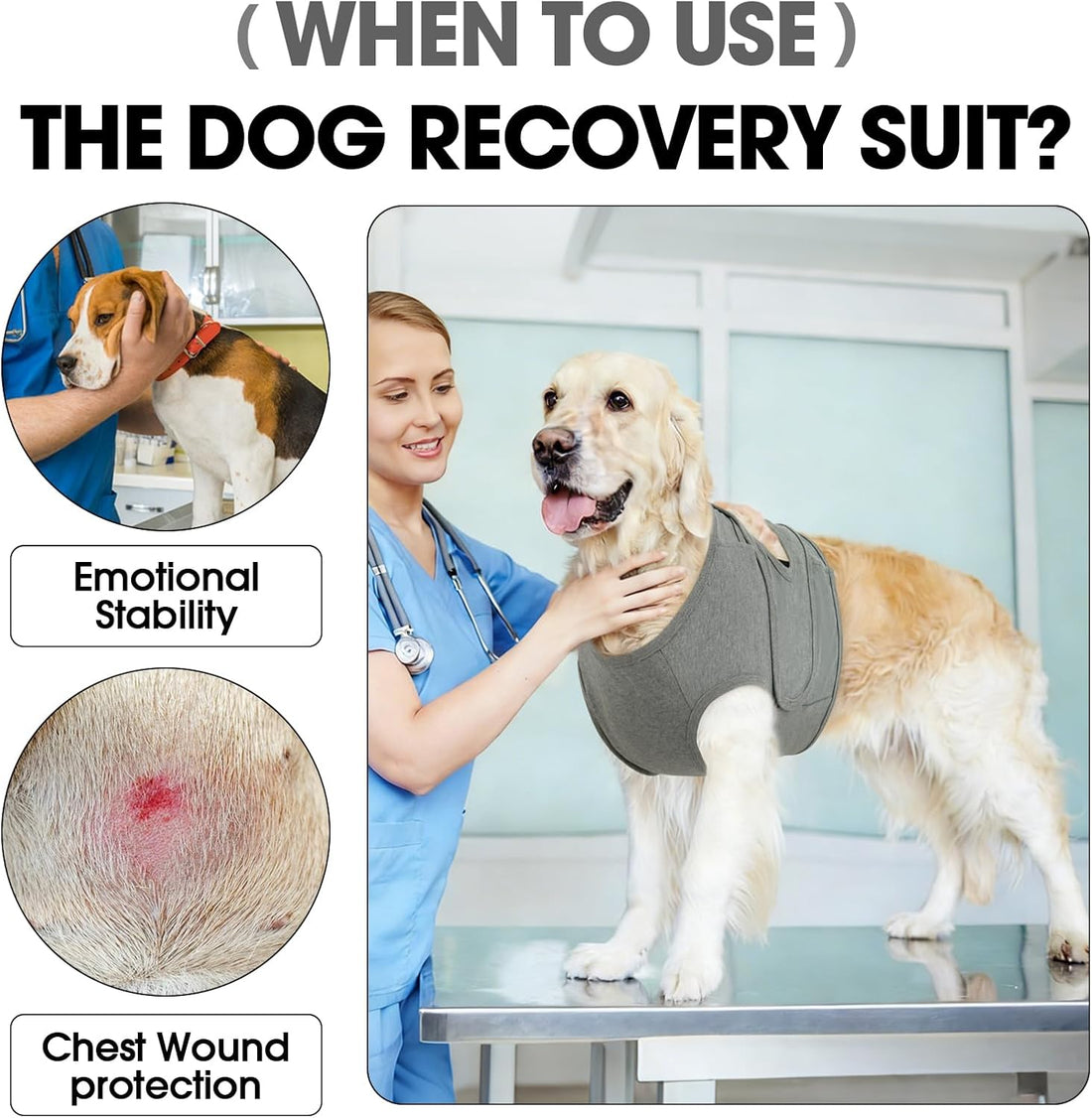 BRKURLEG Chest Recovery Suit for Dogs, Chest Wound Cover, Grey XL