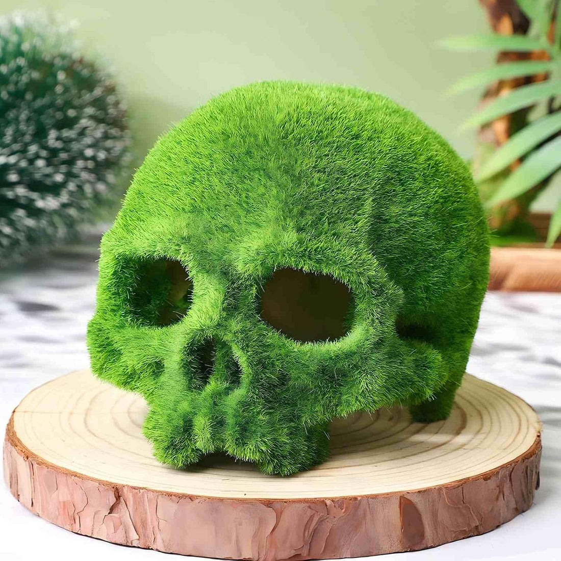 Mossy Skull Terrarium Ornament 4.5" Realistic Reptile Habitat Decor