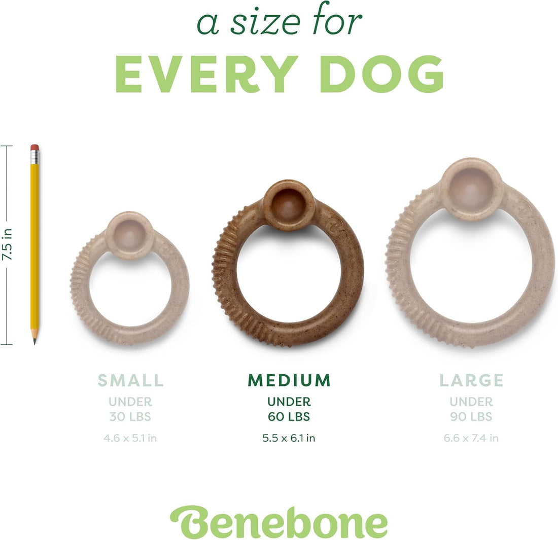 Benebone Ring Durable Dog Chew Toy for Aggressive Chewers, Real Bacon