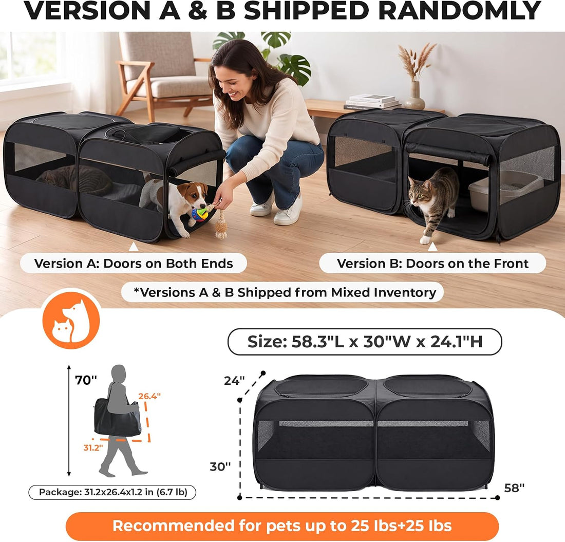 2-in-1 Dog Playpen Portable Cat Playpen, Non-Separable, No Assembly