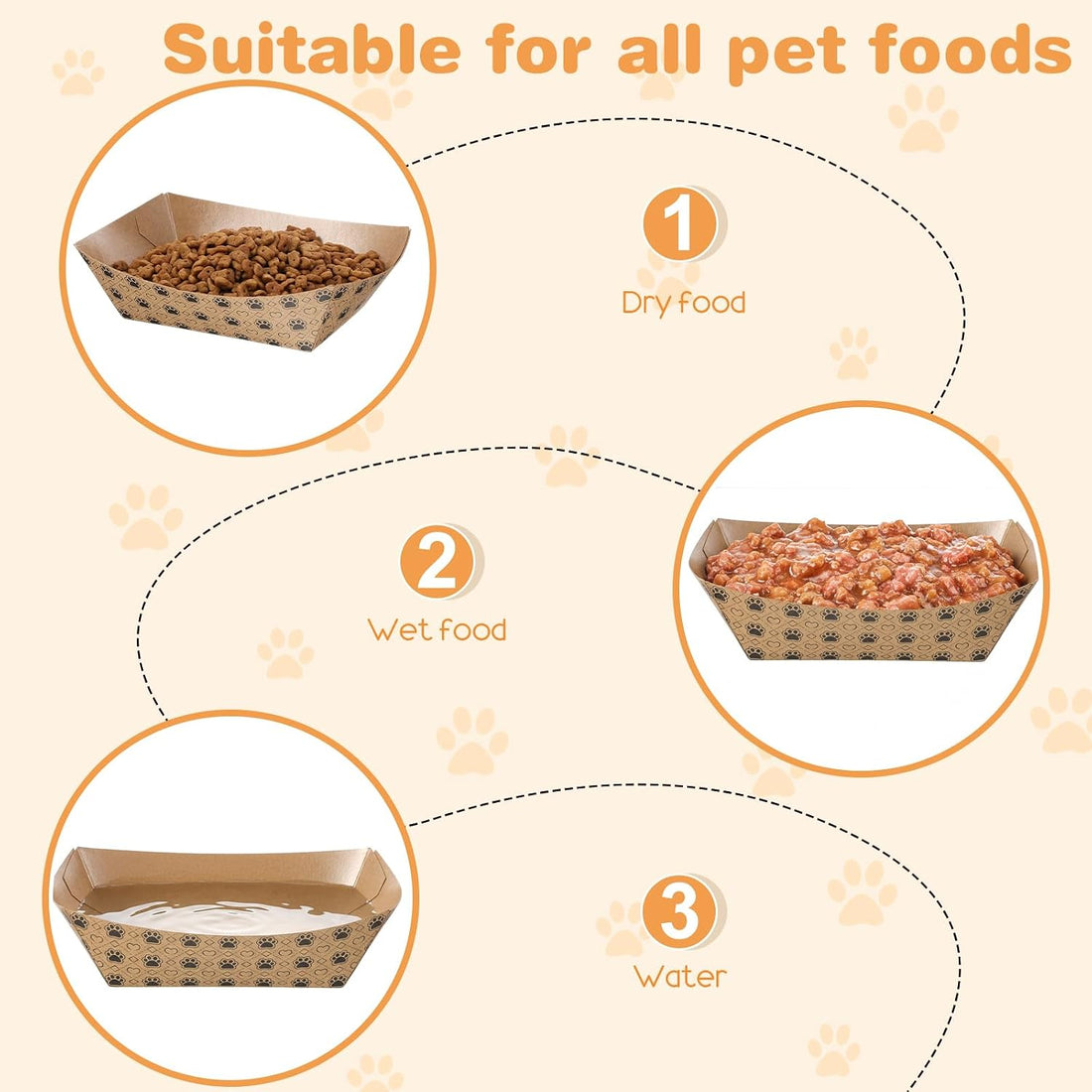 200 Pcs Disposable Pet Bowls, 16 oz Cat Puppy Paper Serving Food Tray