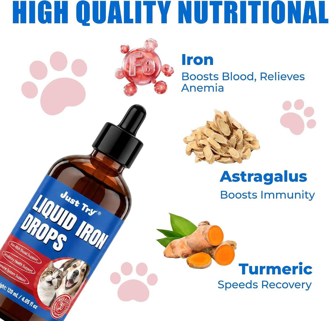 Just Try Iron Liquid Supplement, Iron for Dogs&Cats