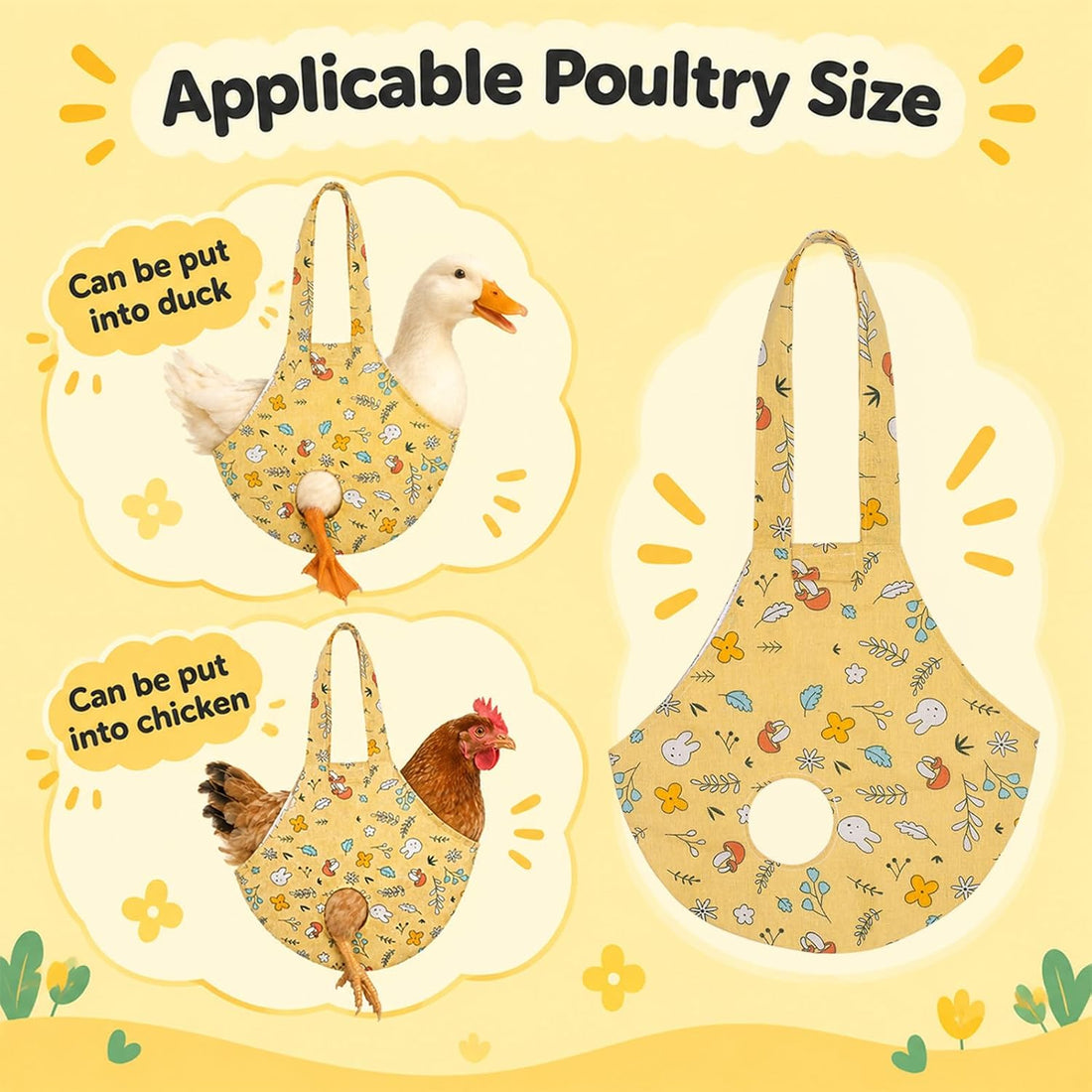 2Pack Chicken Carrier Bag, Breathable Sling Bag for Hen Rooster Trip