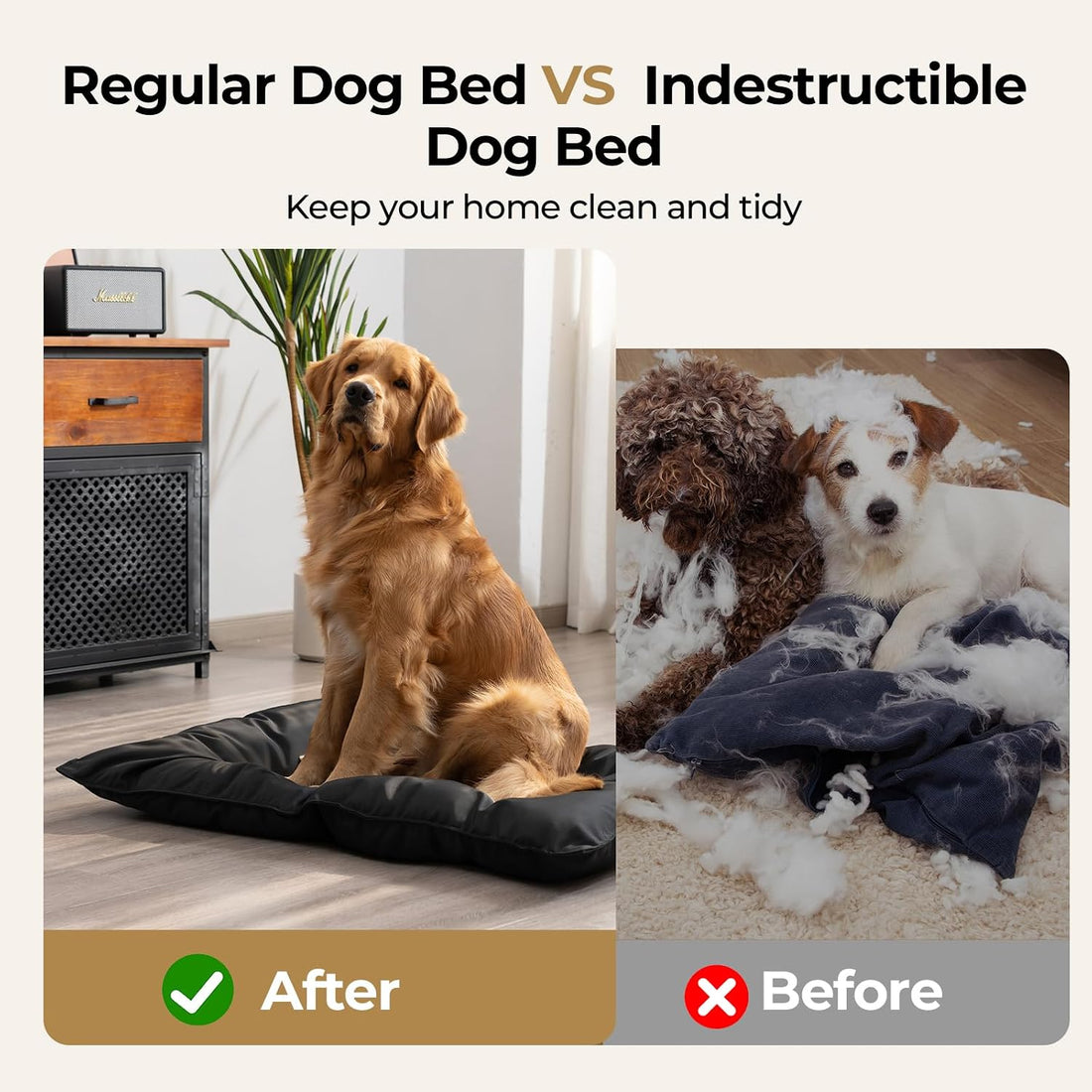 Chew Proof Indestructible Dog Bed,Medium (22"x35")