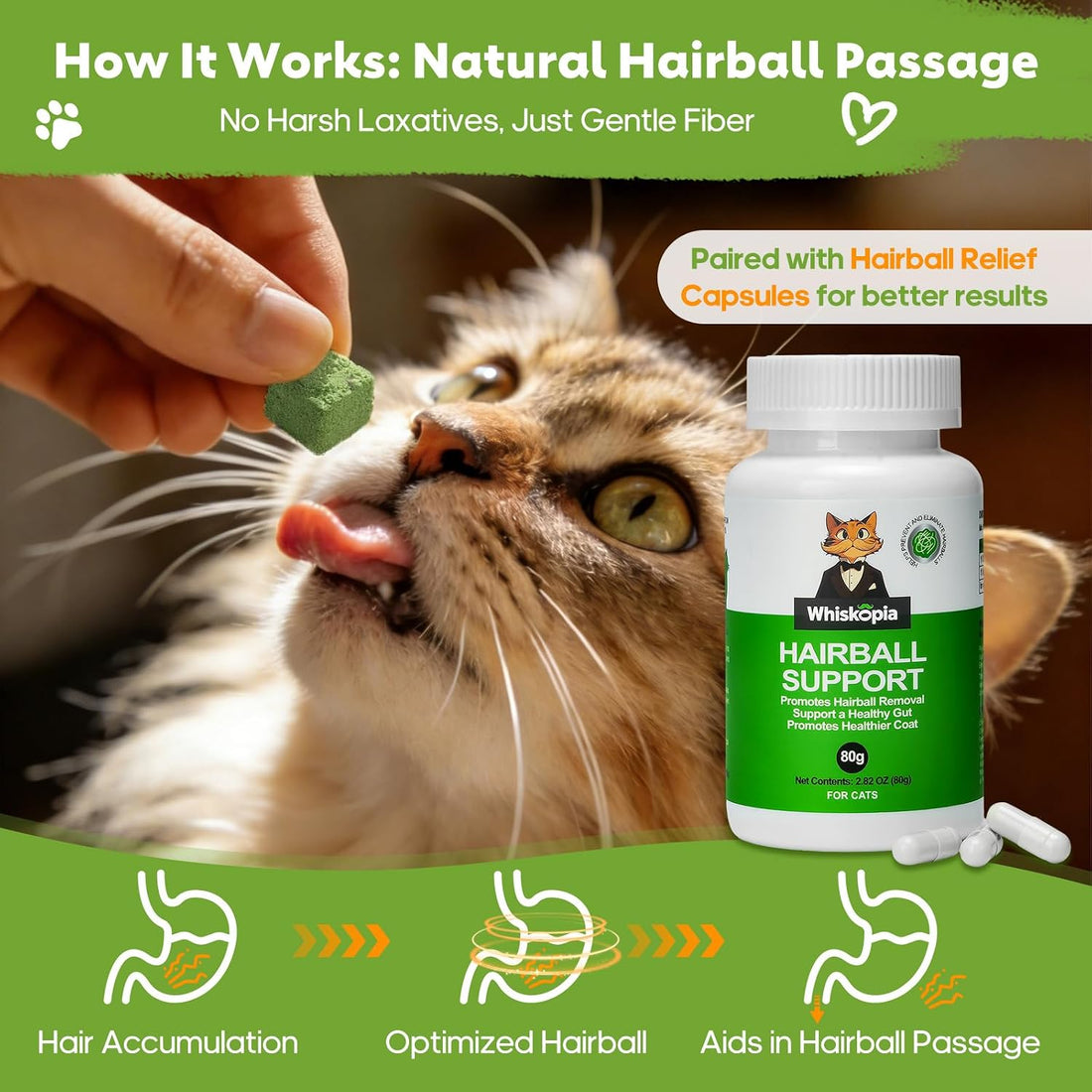 Whiskopia 4.23oz Cat Grass Treats for Indoor Cats Freeze-Dried Cat