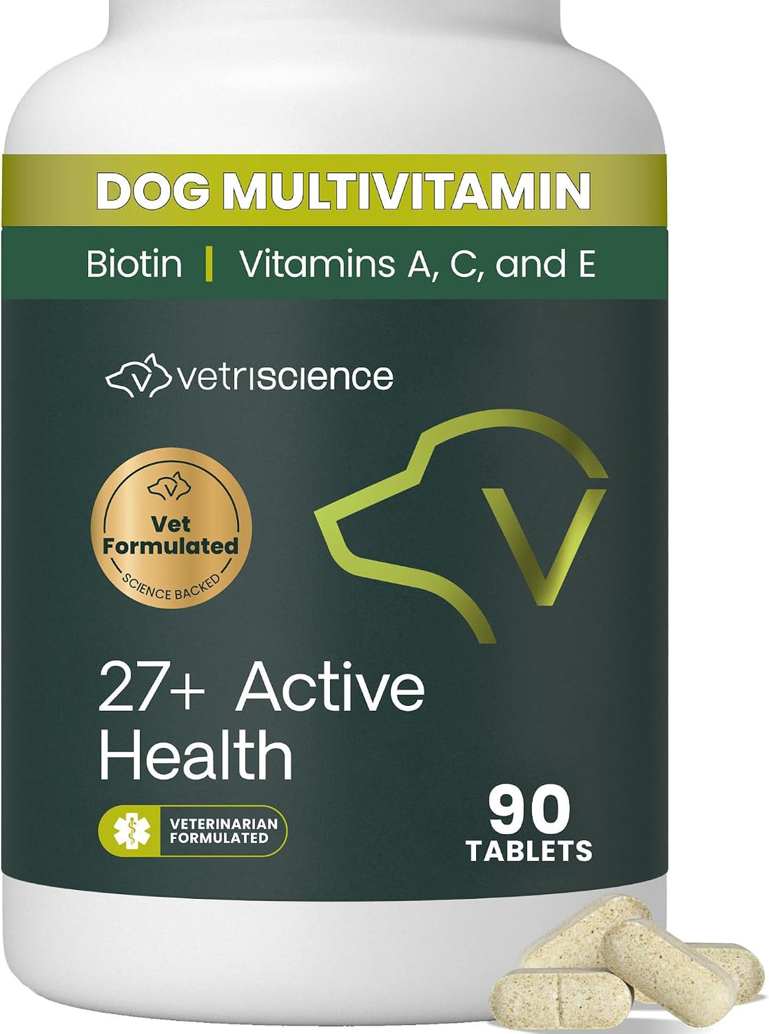 VetriScience 27+ Active Health Chewable Tablets for Dogs, Duck