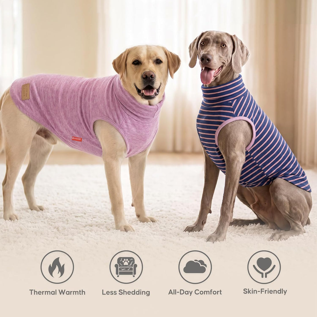 KYEESE 2Pack Dog Sweater for Large Dogs Soft Pet Coats Fleece
