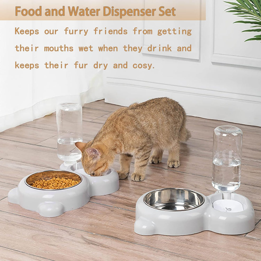 Rabbit Double Bowls Bunny Automatic Water Dispenser Detachable