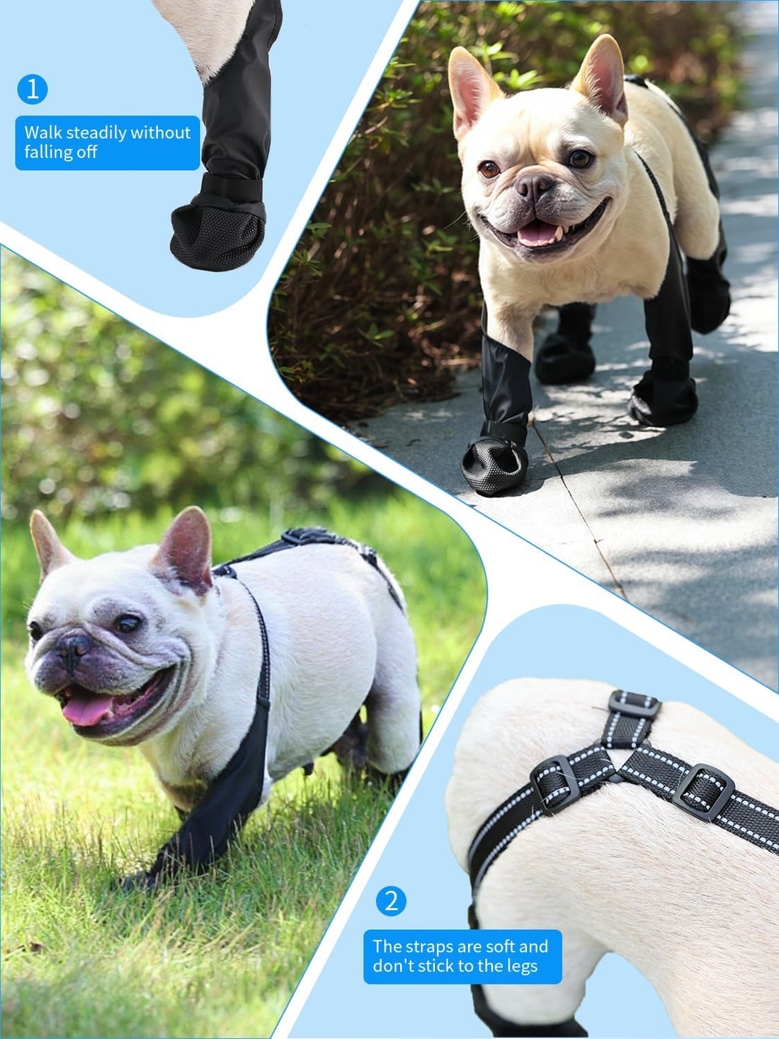 Waterproof Dog Boots for Small &Medium Dogs, Stay-On Paw Protectors