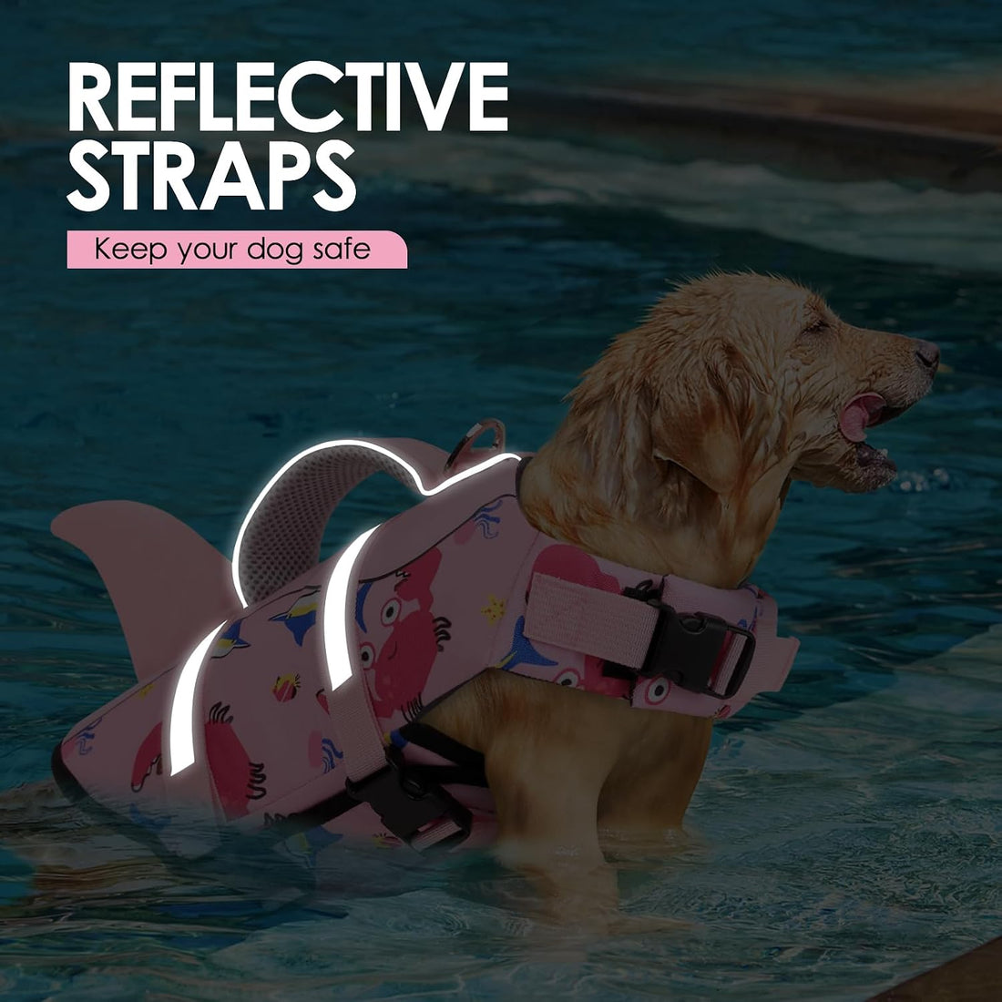 AOFITEE Dog Life Jacket High Buoyancy Shark Dog Life Vest for Swimming