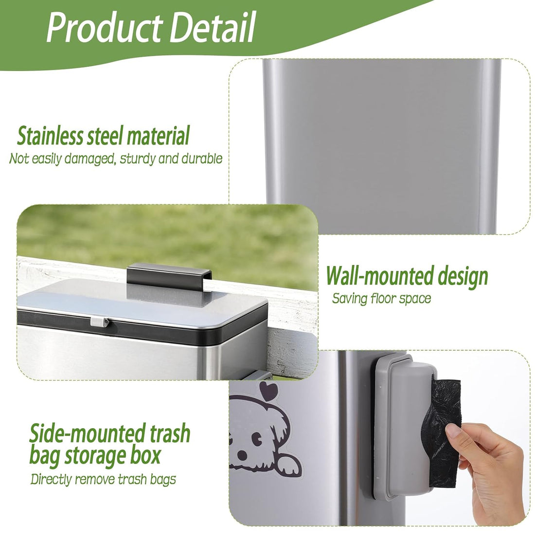 Stainless Steel Dog Poop Trash Can Outside