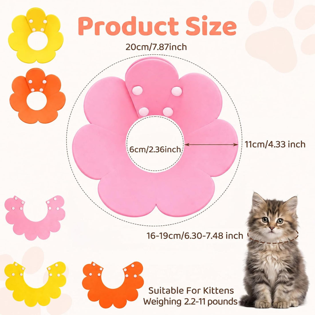 3 Pack Felt Cat Cone Collar Soft Cone for Cats Dogs Kitten Puppy