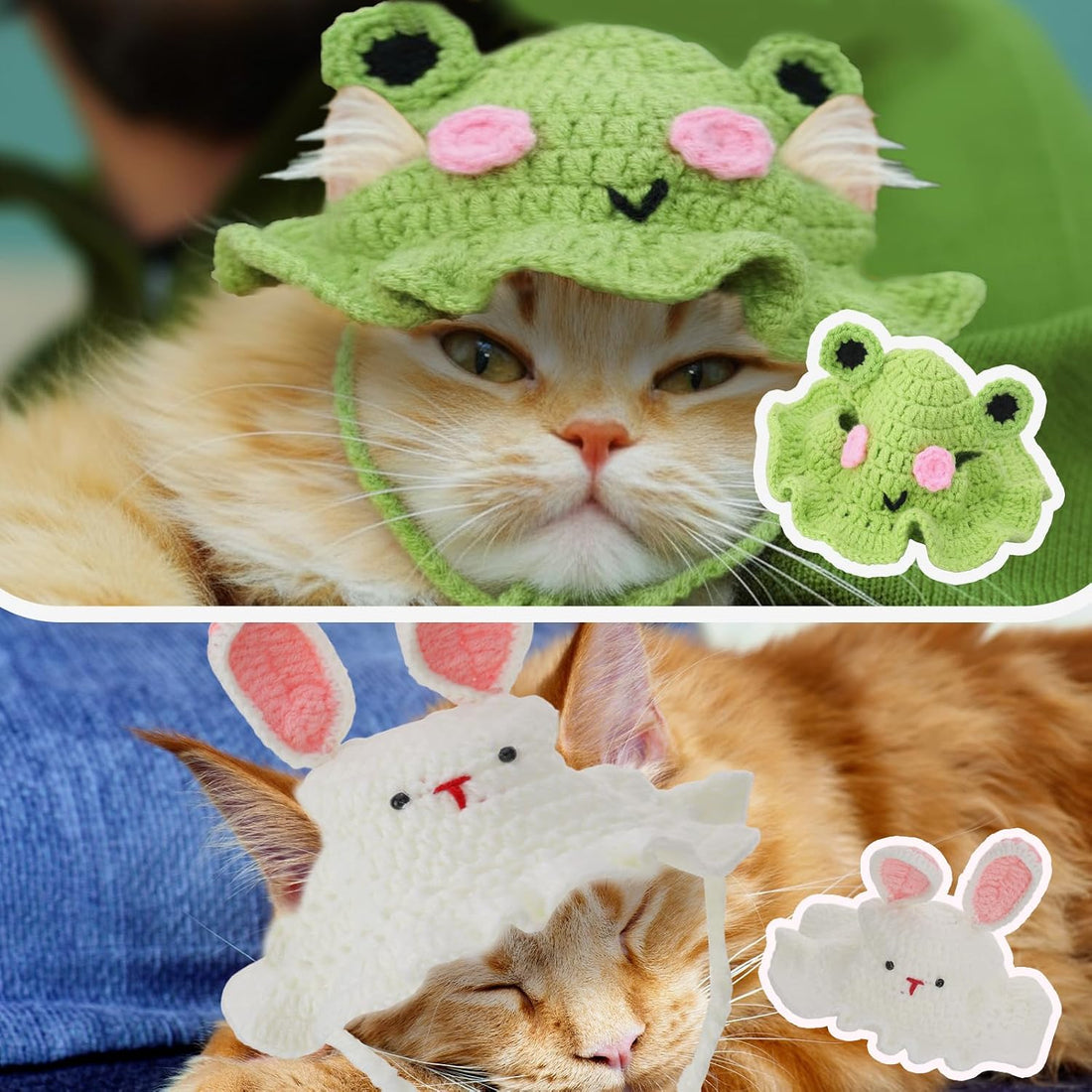Guiqulai 5 Pack Cute Knitted Cat Hats Dog Hats