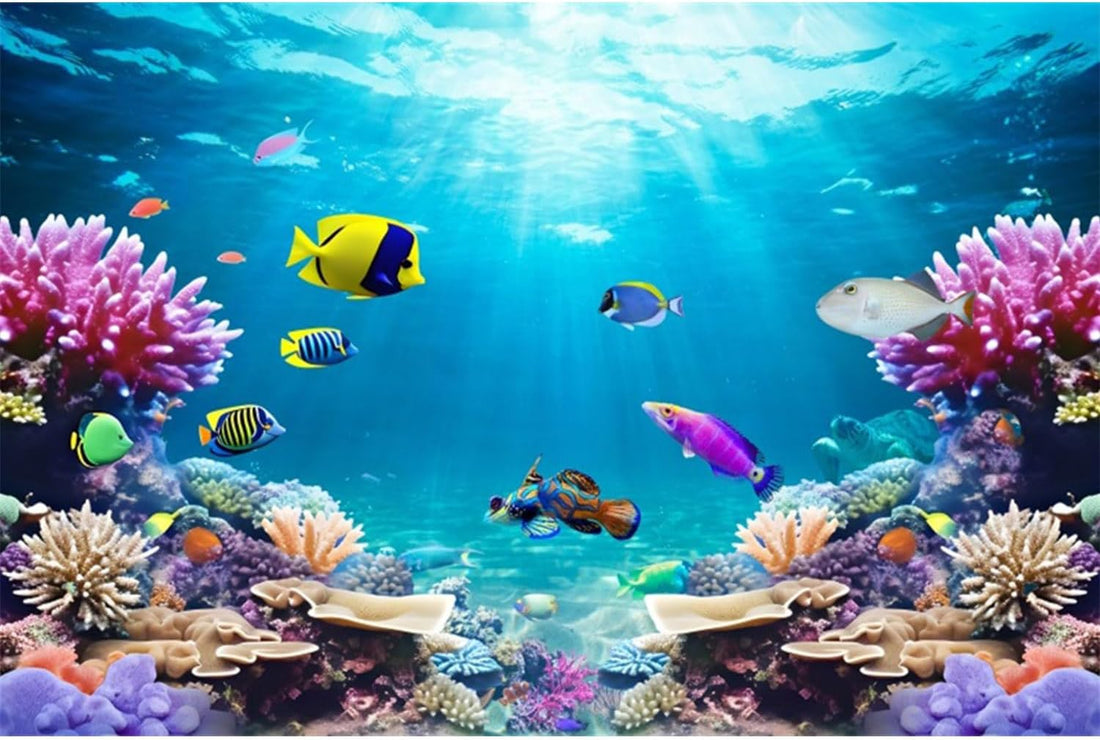 48x18 in Underwater Aquarium Backdrop Tropical Coral Fish Tank