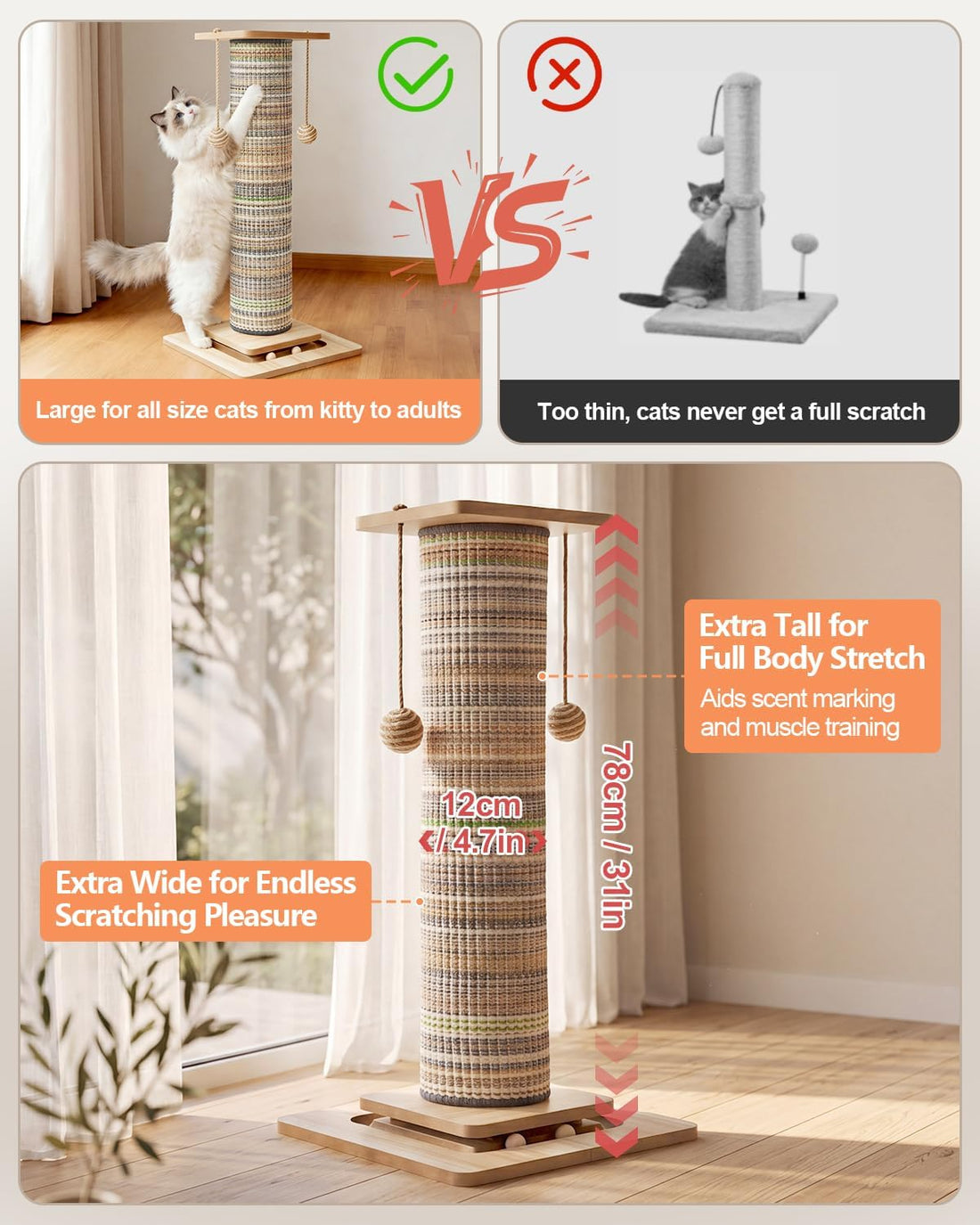 31" Extra Tall Cat Scratching Post