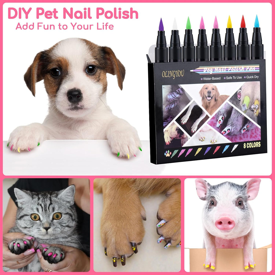 OLINGYOU Dog Nail Polish Pen Set, Quick Dry