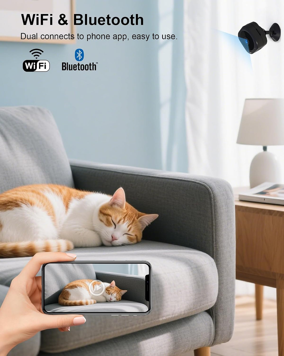 AOBOCAM Mini Security Camera 1080P WiFi Rechargeable, Night Vision