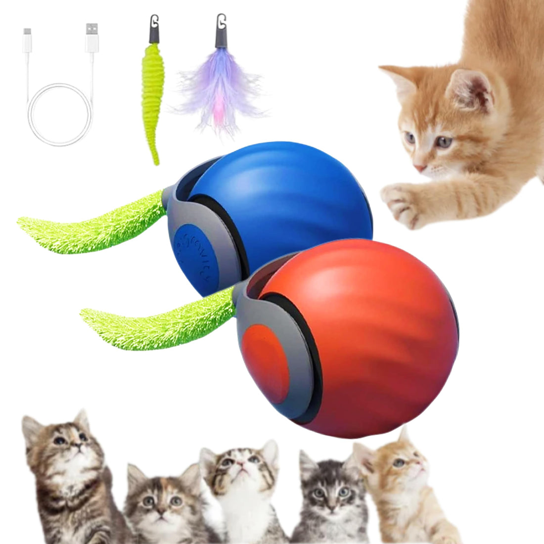 AMATFFUG 2 Packs Speediest Tail 2.0 Cat Toy,Interactive