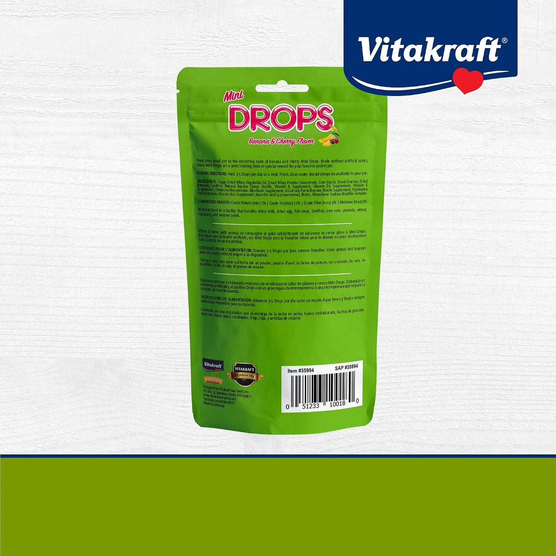Vitakraft Mini Drops Dwarf Hamster/Rat/Mouse Treat Cherry-Banana 2.5