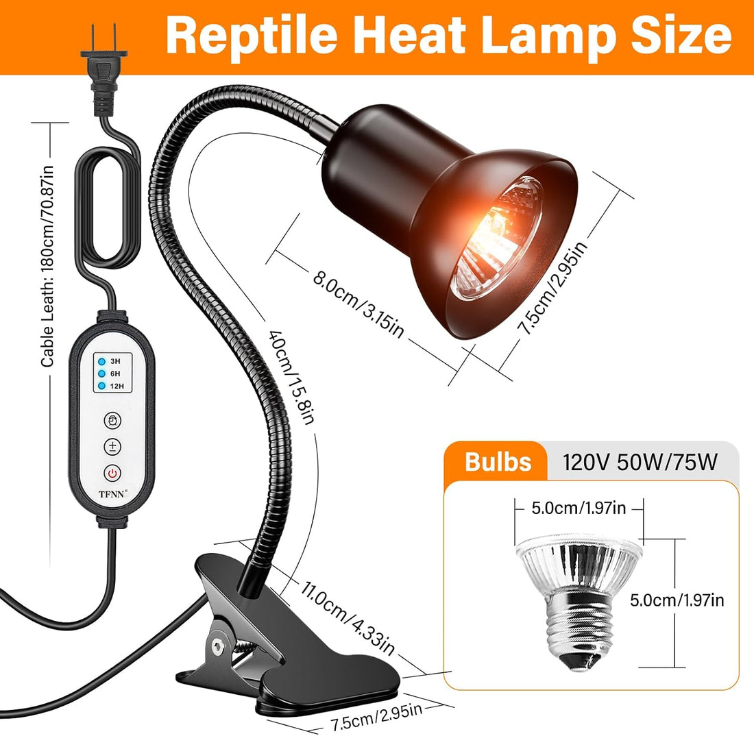 TFNN Reptile Heat Lamp, Heat Lamp with Clamp