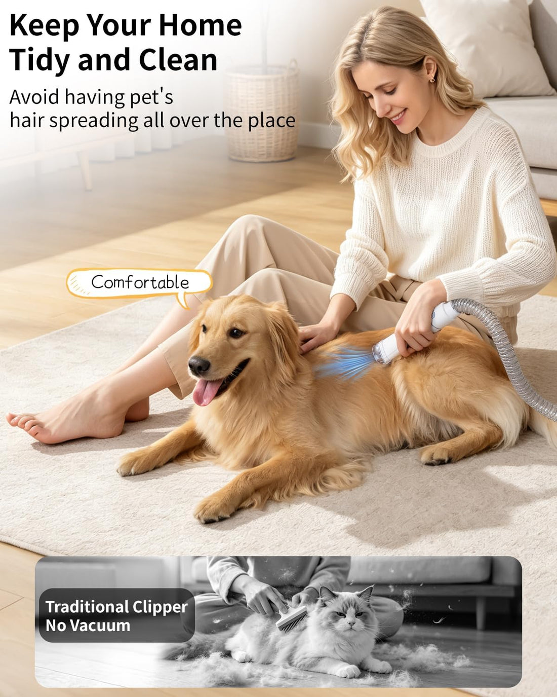 ZKSCOOL Dog Grooming Kit & Dog Grooming Vacuum with Suction