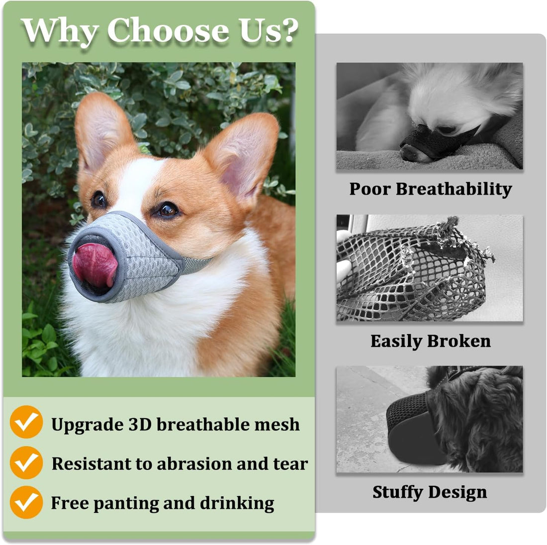 Mayerzon Dog Muzzle, Puppy Soft Mesh Muzzles for Grooming Biting