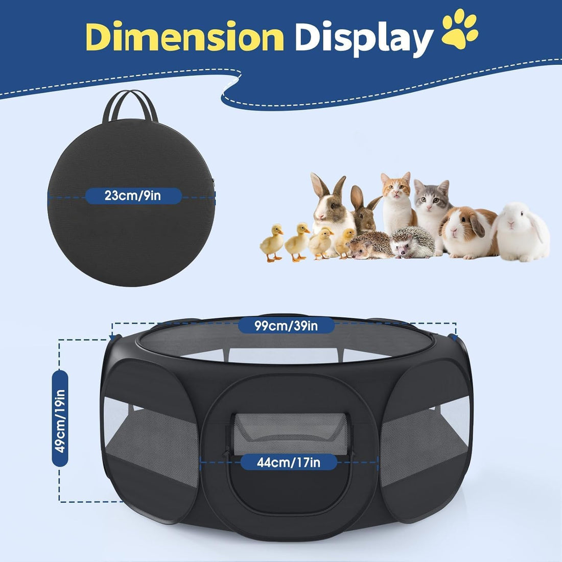 VavoPaw Small Animal Playpen, Chicken Brooder Box with Cover Top