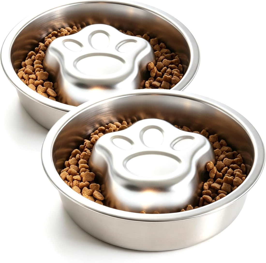 Stainless Steel Slow Feeder Dog Bowls,Slow Food Bowl for Dog & Cat