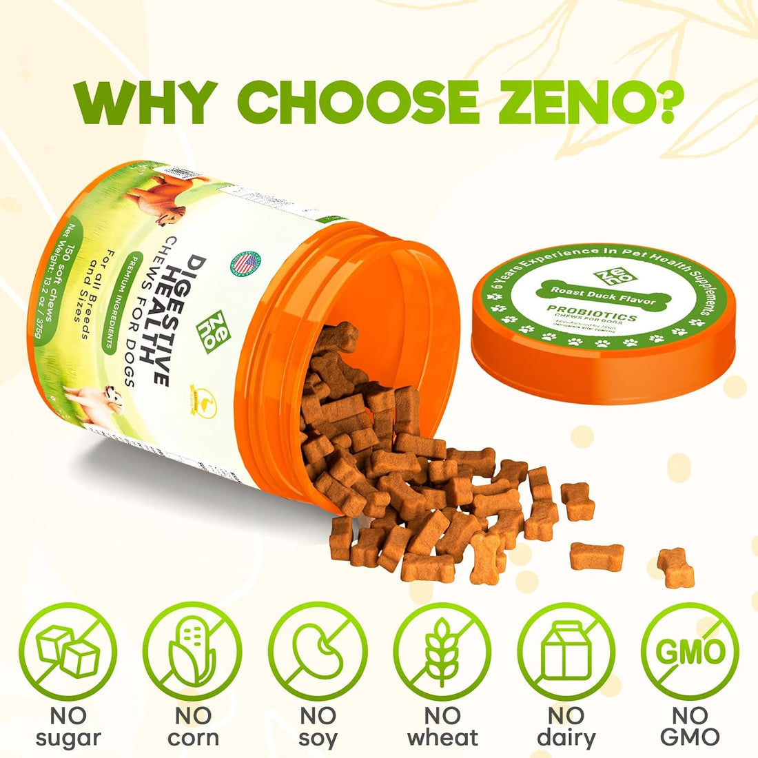 Probiotic Chews for Dogs, Gut Health Support, Digestive, 150 Count