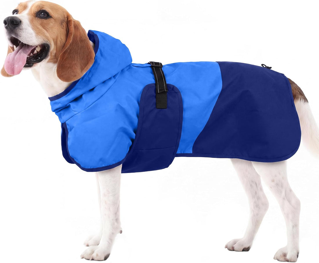 Lelepet Dog Raincoat,Reflective Dog Rain Jacket with Hood,Leash