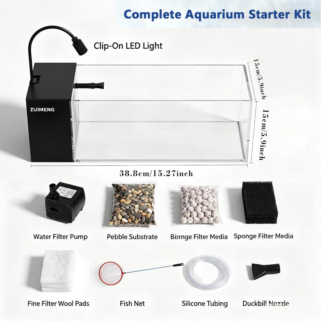2.7 Gallon Small Fish Tank,Ultra-Clear Rimless Desktop Glass Aquarium