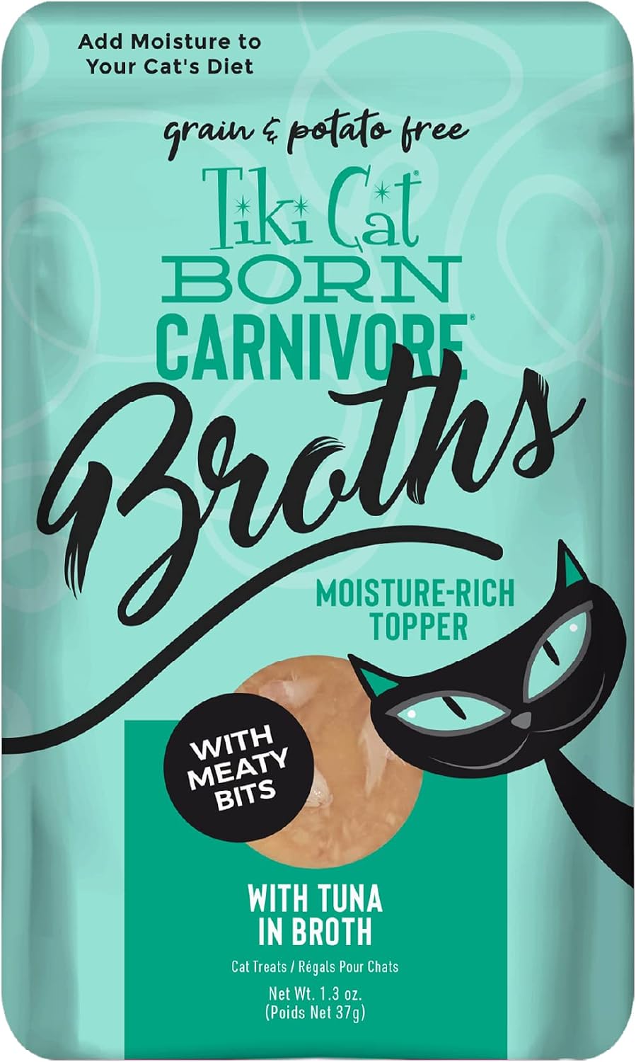 Tiki Cat Born Carnivore Broths Cat Food Topper, Tuna, 1.3oz, 12ct