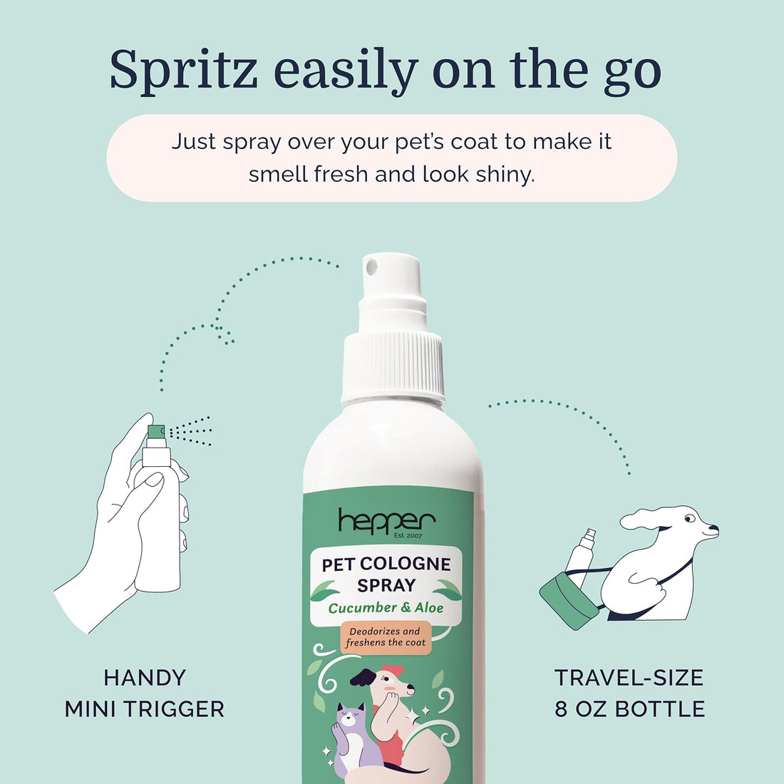 Hepper Pet Cologne Spray for Dogs & Cats - Cucumber & Aloe - 8oz