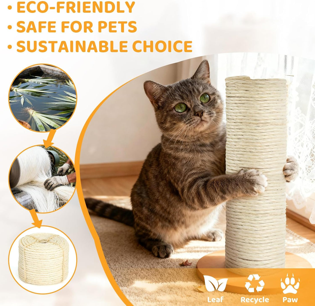 White Sisal Rope for Cat Tree and Scratching Post 5mm 1/5 Inch