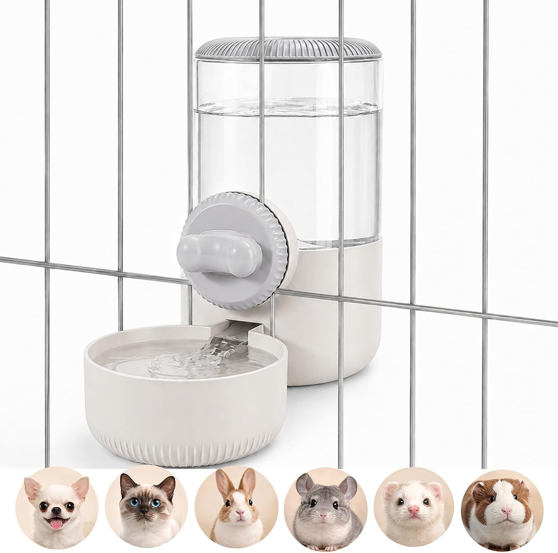 34 oz Cage-Hanging Gravity Water Bowl & Pet Water Dispenser