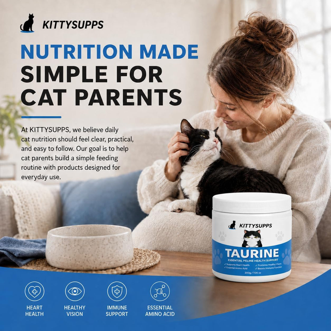 KITTYSUPPS Taurine for Cats, Taurine Supplement Powder