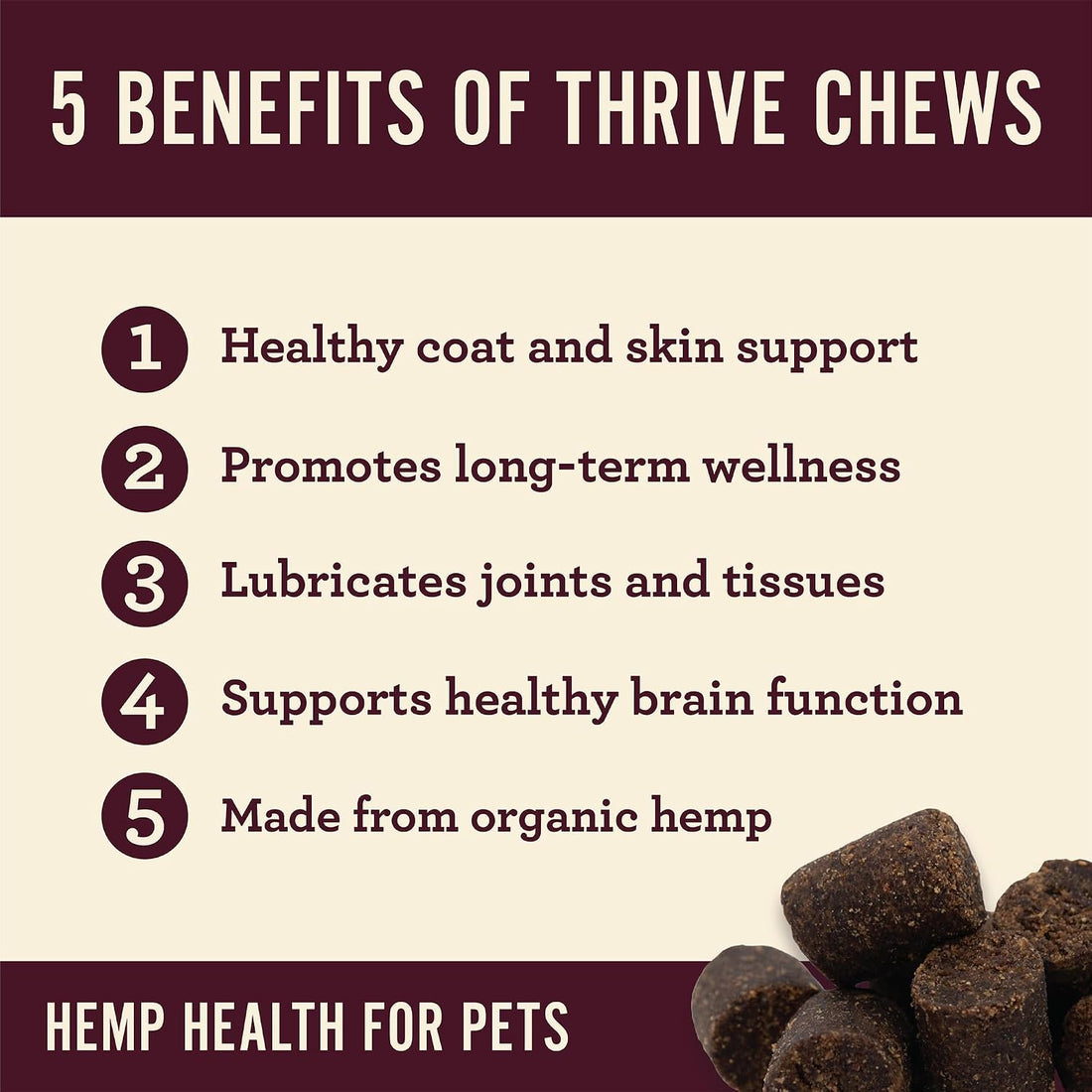 Hemp Well Organic Thrive Cat Soft Chews, Hip & Joint Support, 60-Count